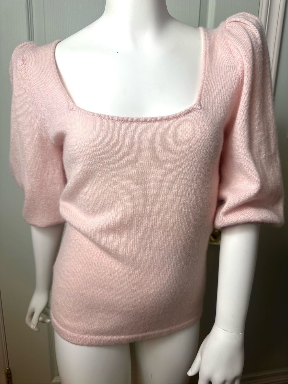 Autumn Cashmere Light Pink Shimmer Knit Top, XS